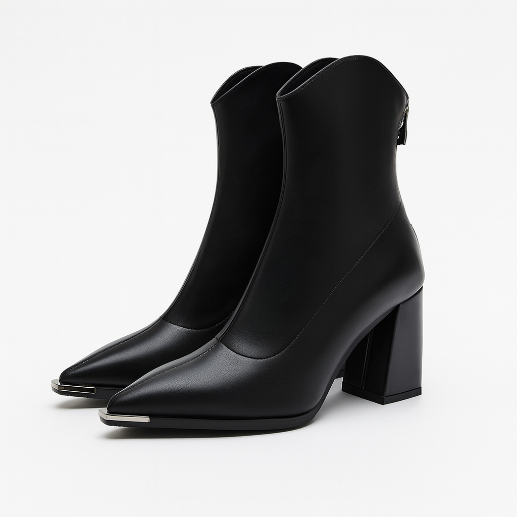 Women's Pointed Block-Heel Ankle Boots