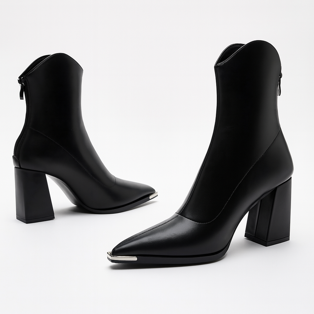 Women's Pointed Block-Heel Ankle Boots