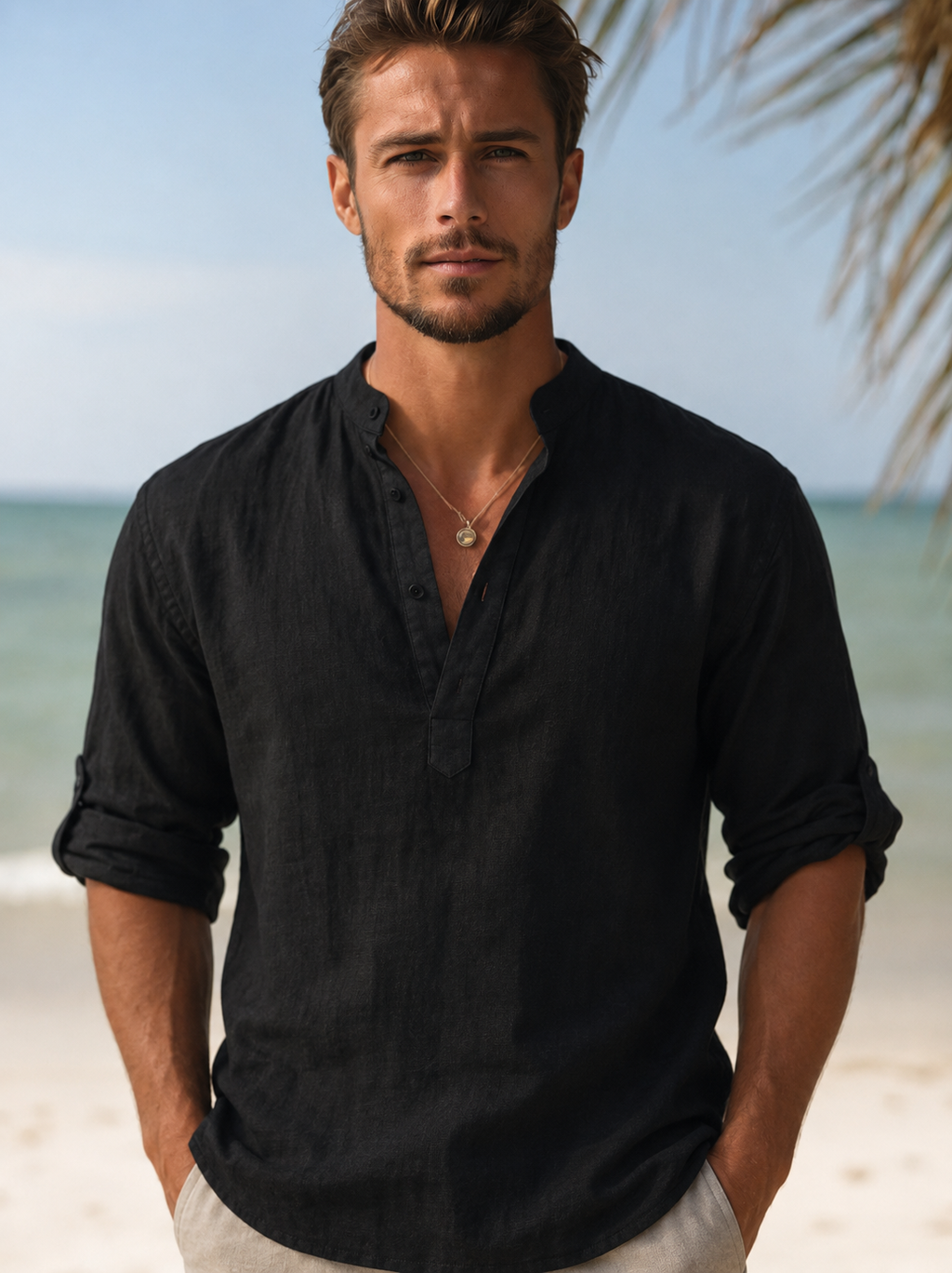 Men's Long Sleeve Relaxed Resort Collar Shirt