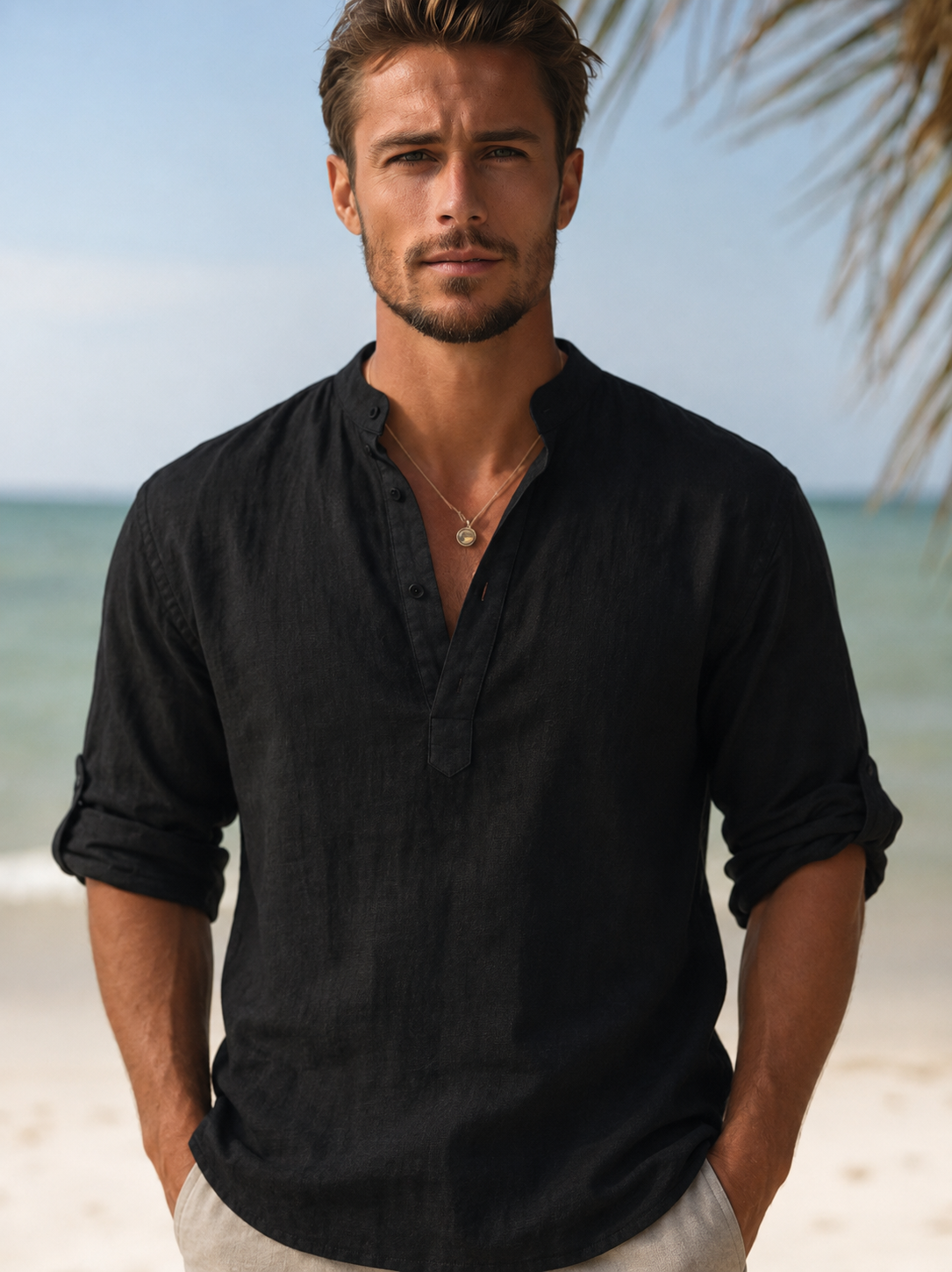 Men's Long Sleeve Relaxed Resort Collar Shirt