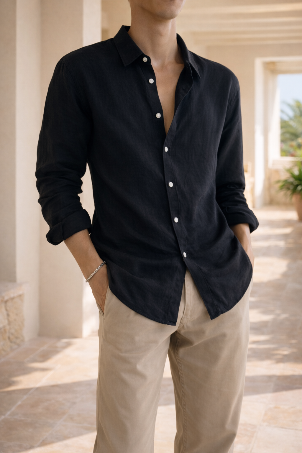 Men's Relaxed Linen Smart Casual Shirt