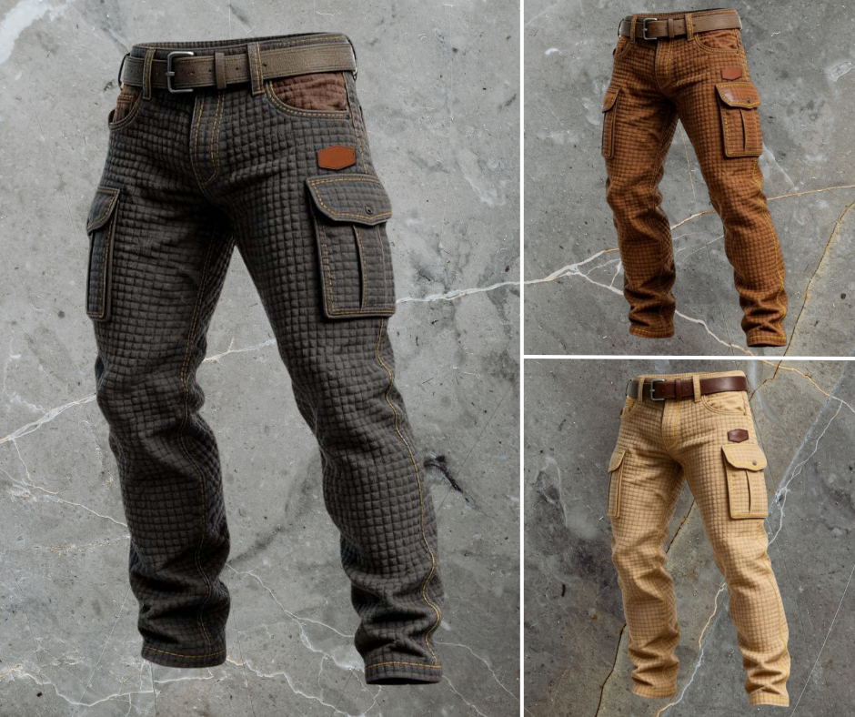 Men's Slim-Fit Textured Quilted Cargo Trousers
