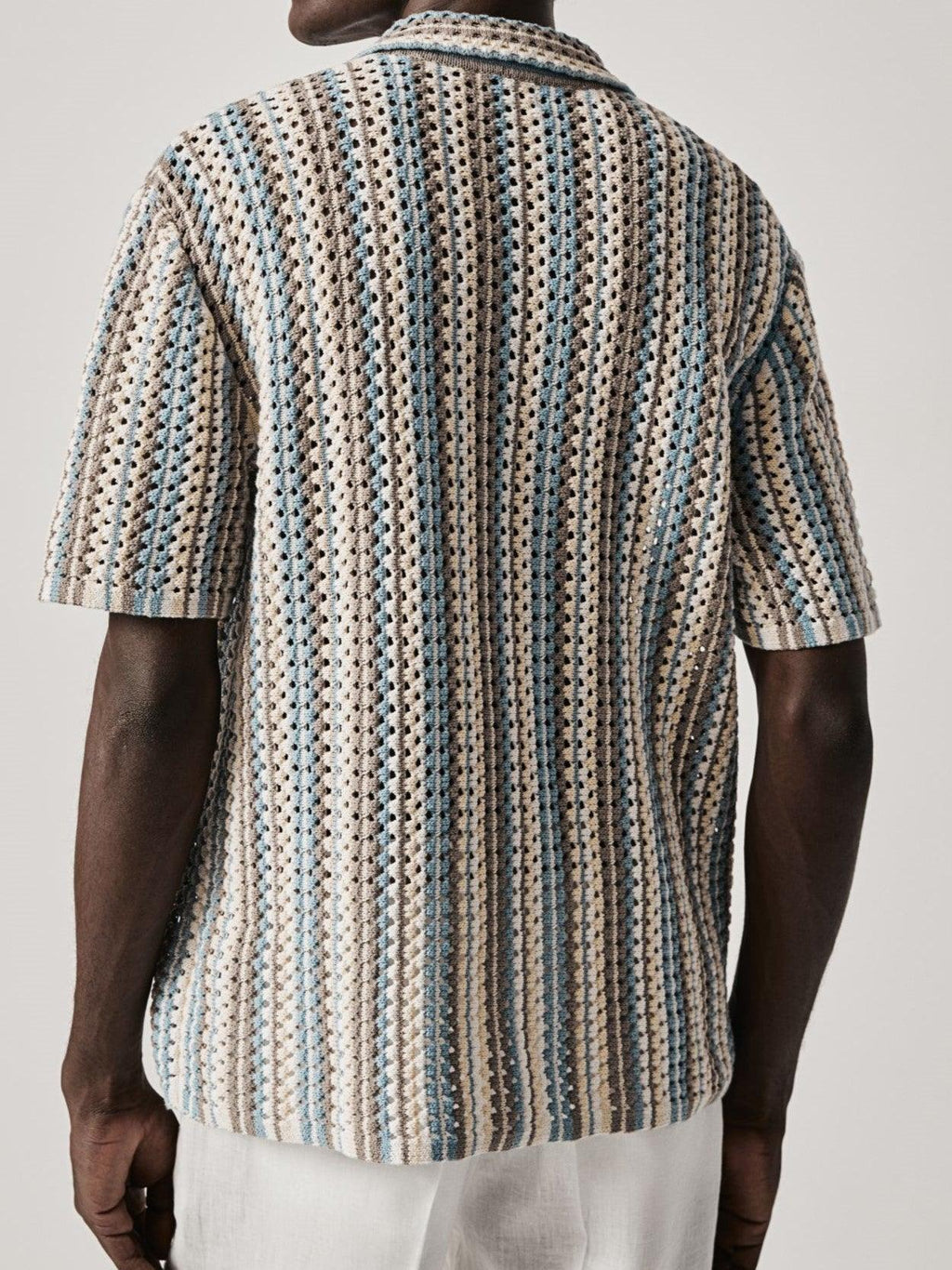Men's Relaxed Stripe Textured Knit Polo