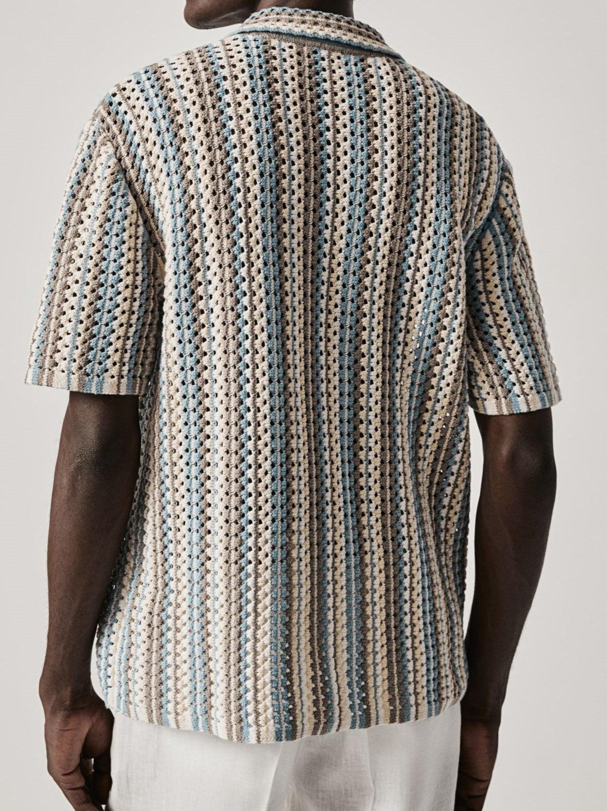 Men's Relaxed Stripe Textured Knit Polo
