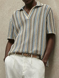 Men's Relaxed Stripe Textured Knit Polo