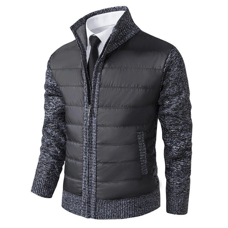 Men's Regular Fit Quilted Front Knit Jacket