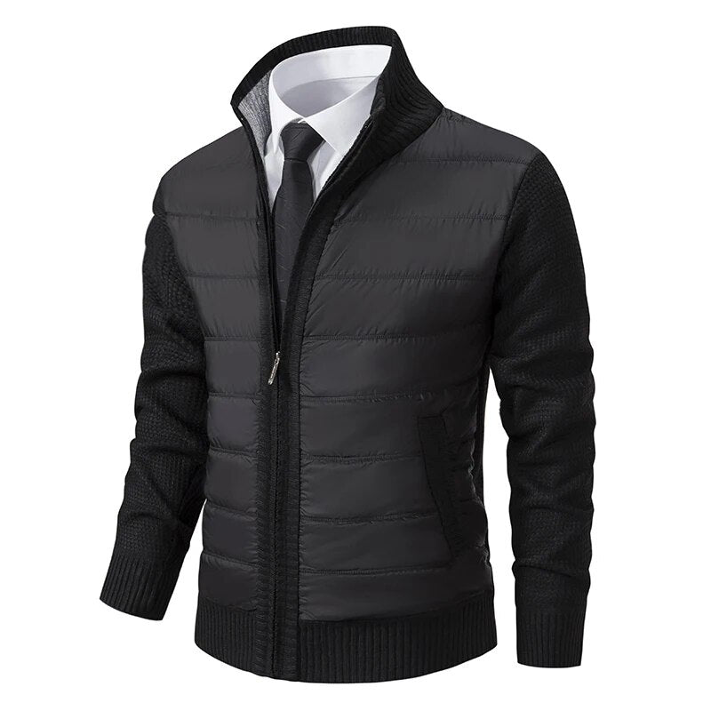 Men's Regular Fit Quilted Front Knit Jacket