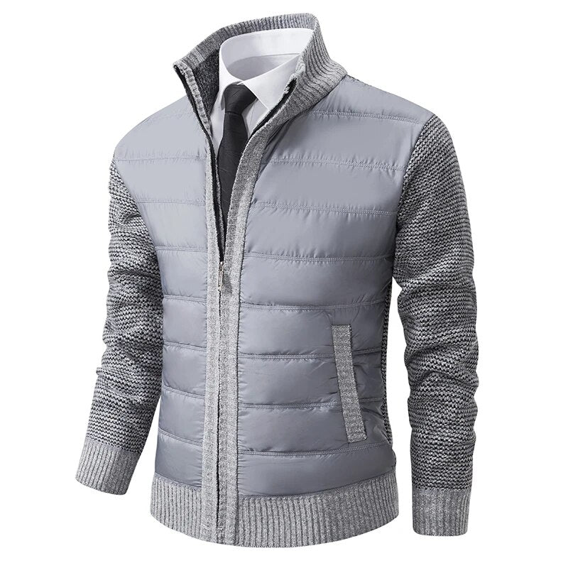 Men's Regular Fit Quilted Front Knit Jacket