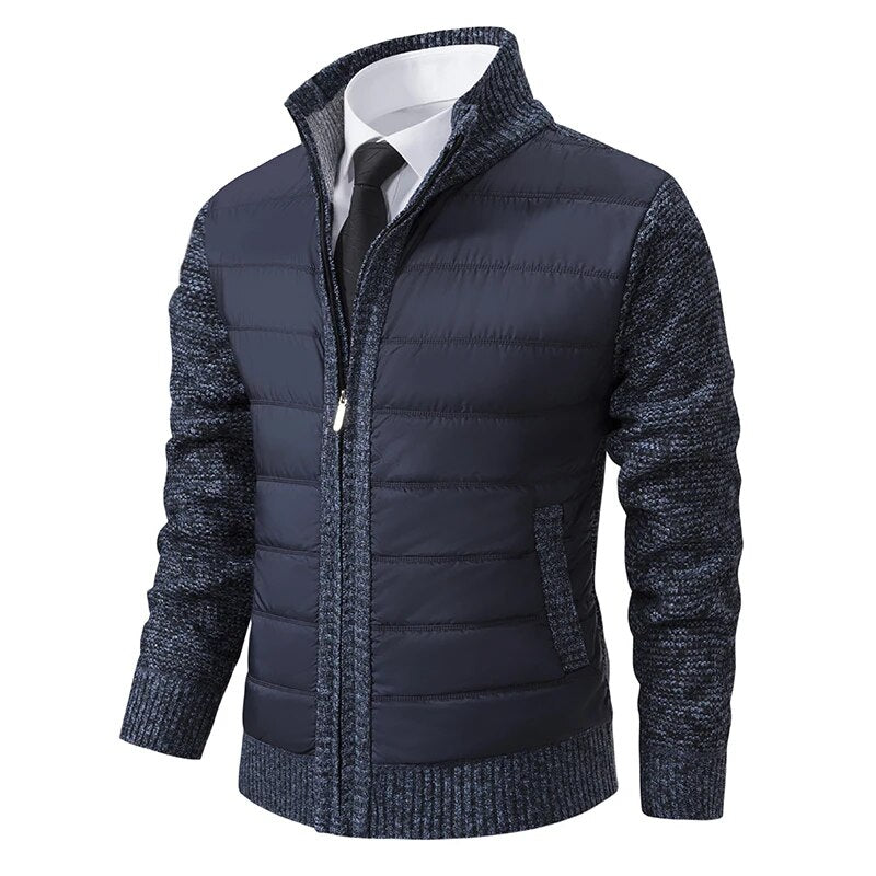 Men's Regular Fit Quilted Front Knit Jacket