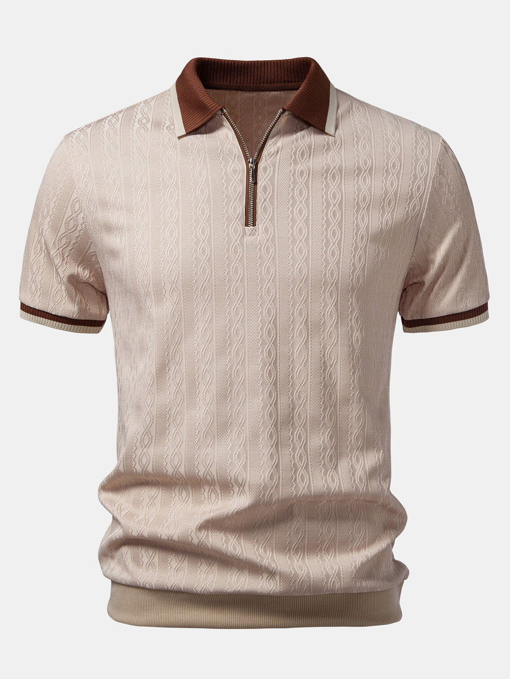 Men's Tailored Fit Quarter-Zip Textured Polo