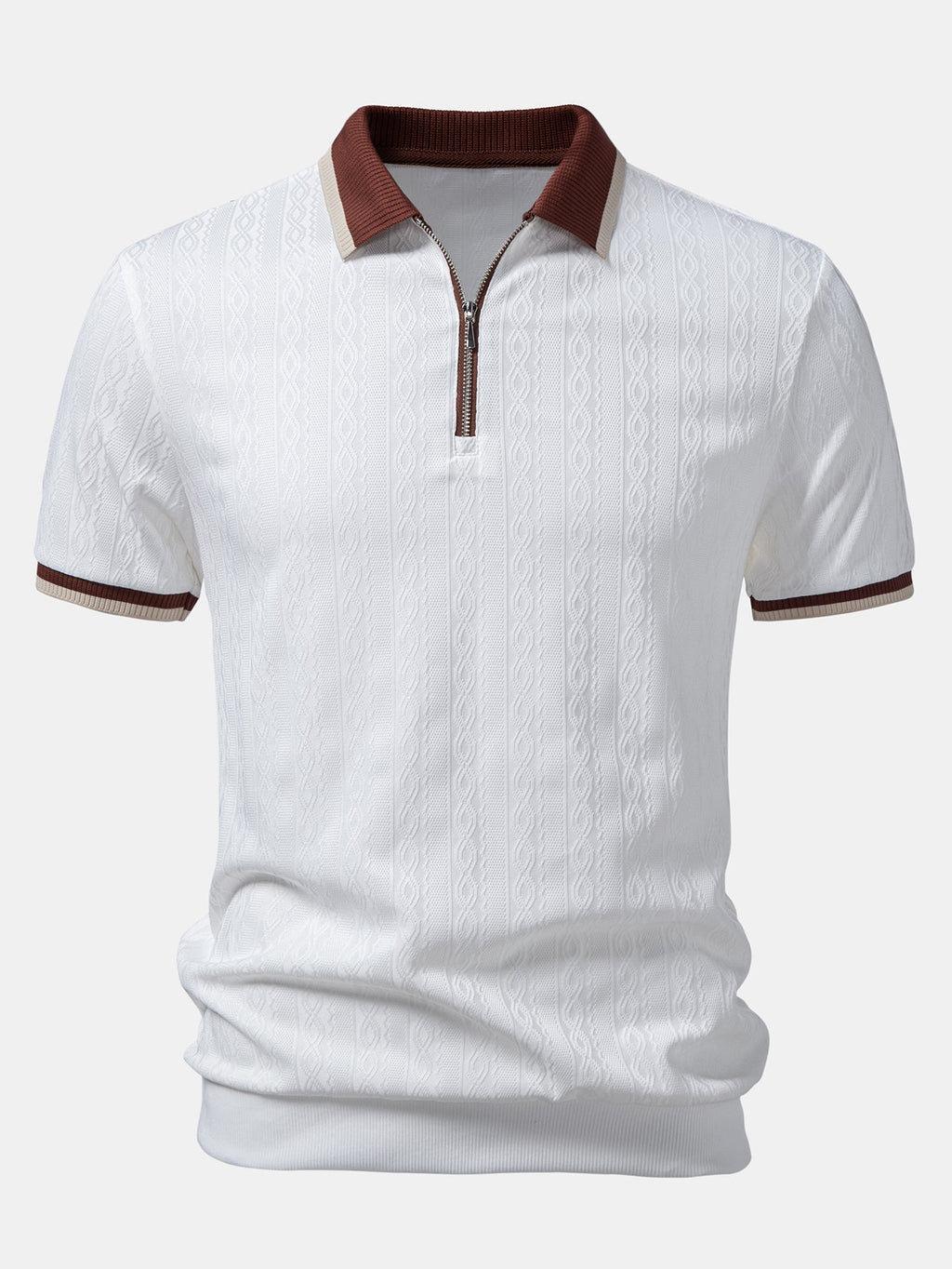 Men's Tailored Fit Quarter-Zip Textured Polo
