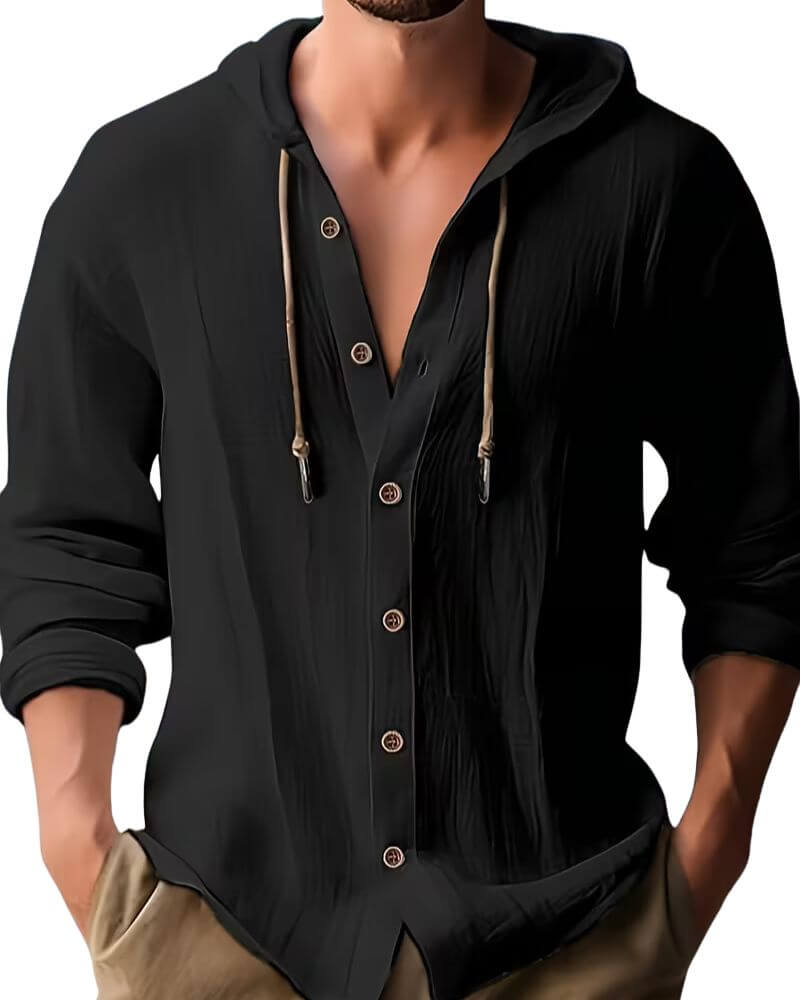 Men's Relaxed Fit Hooded Casual Shirt