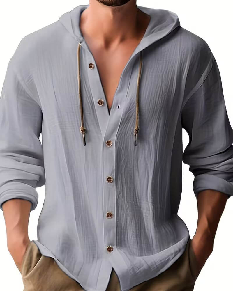 Men's Relaxed Fit Hooded Casual Shirt