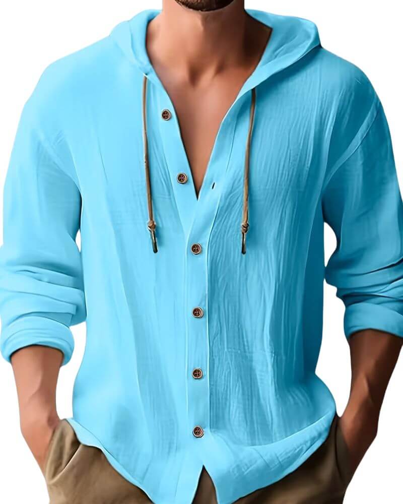 Men's Relaxed Fit Hooded Casual Shirt