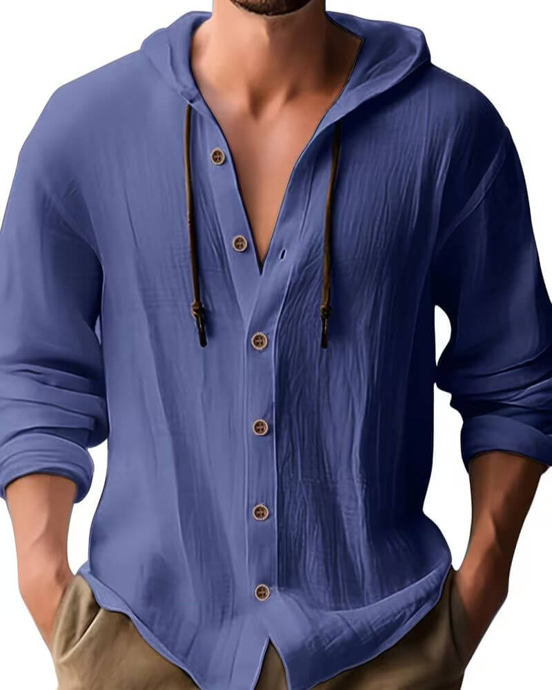 Men's Relaxed Fit Hooded Casual Shirt
