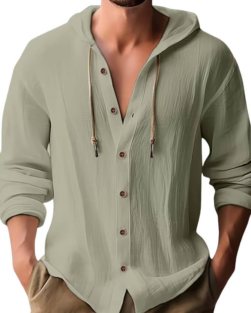 Men's Relaxed Fit Hooded Casual Shirt