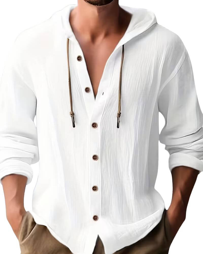 Men's Relaxed Fit Hooded Casual Shirt