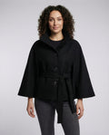 Women's High-Collar Woollen Belted Cape