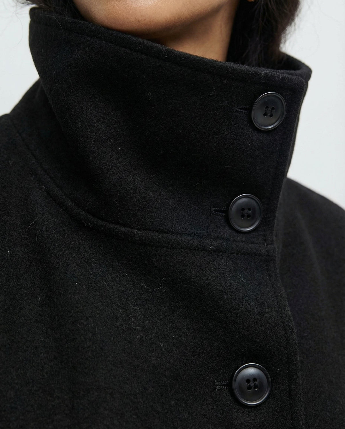 Women's High-Collar Woollen Belted Cape