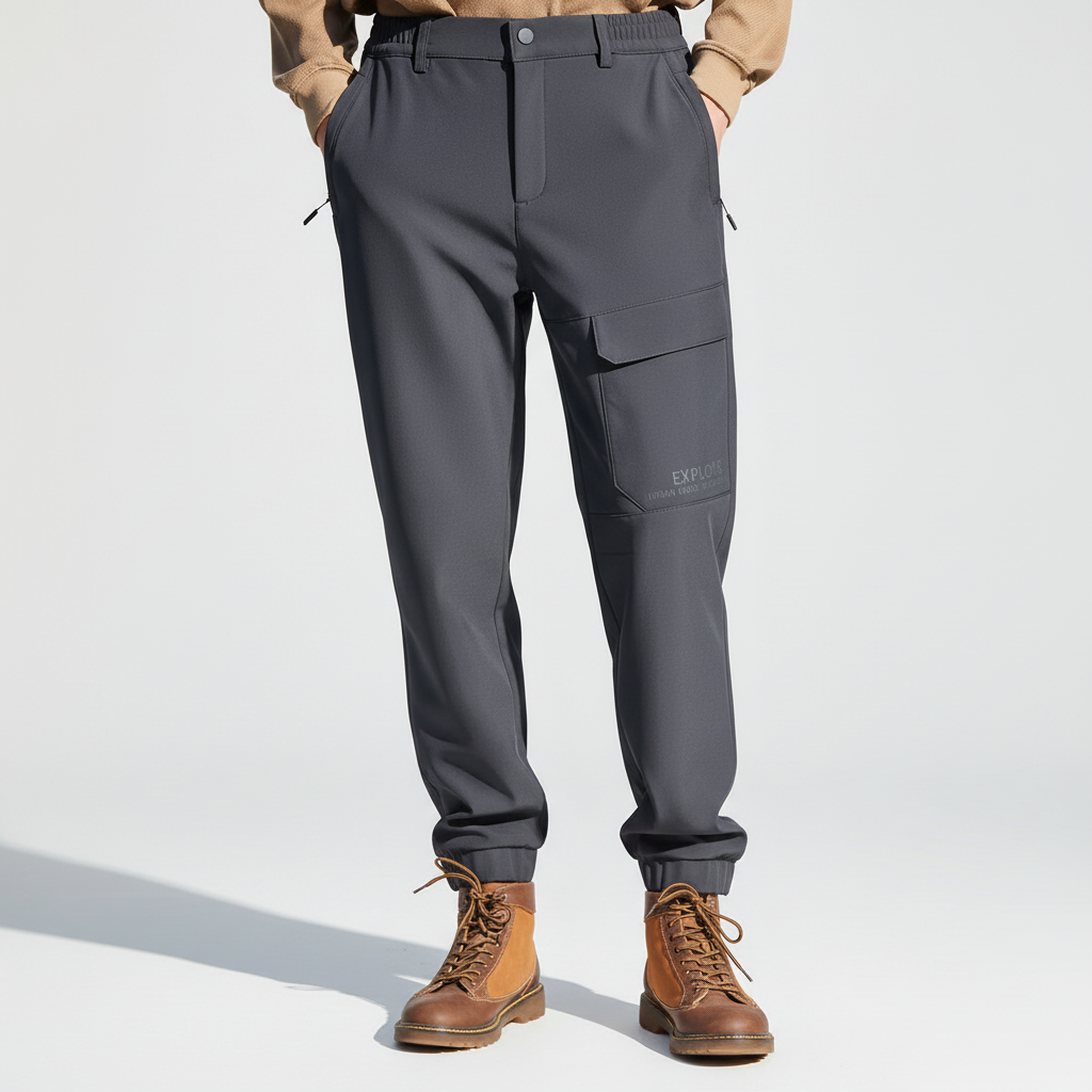 Men's Waterproof Fleece-Lined Softshell Cargo Trousers