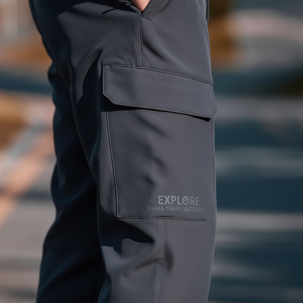 Men's Waterproof Fleece-Lined Softshell Cargo Trousers