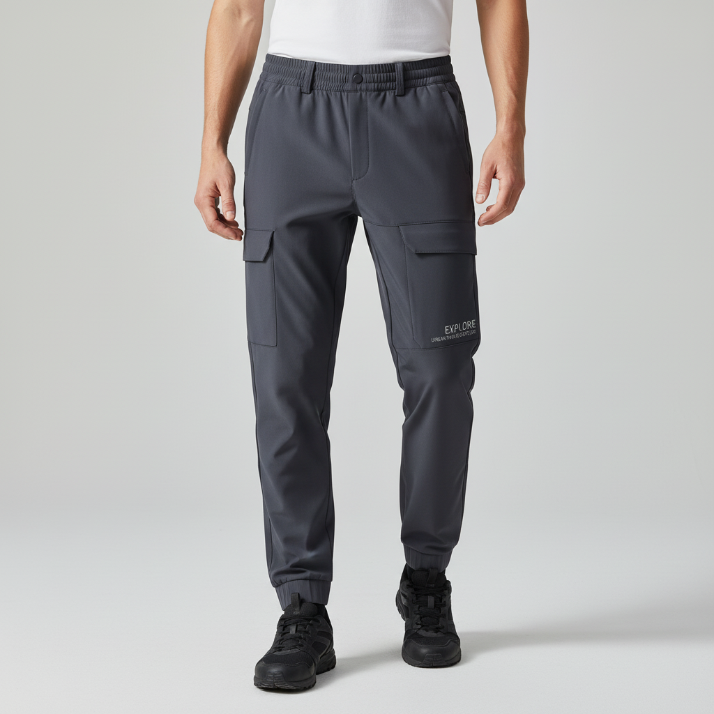 Men's Waterproof Fleece-Lined Softshell Cargo Trousers