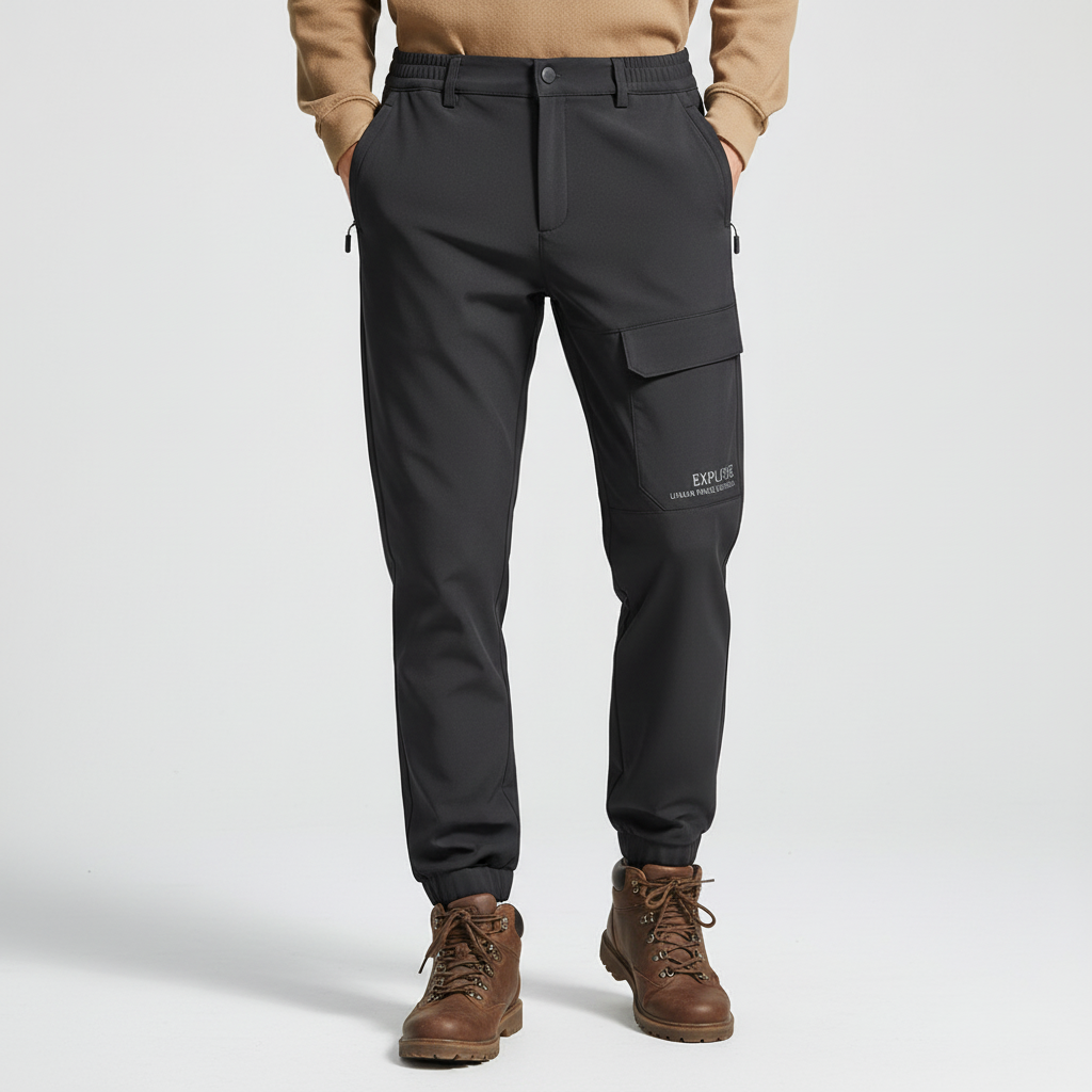 Men's Waterproof Fleece-Lined Softshell Cargo Trousers