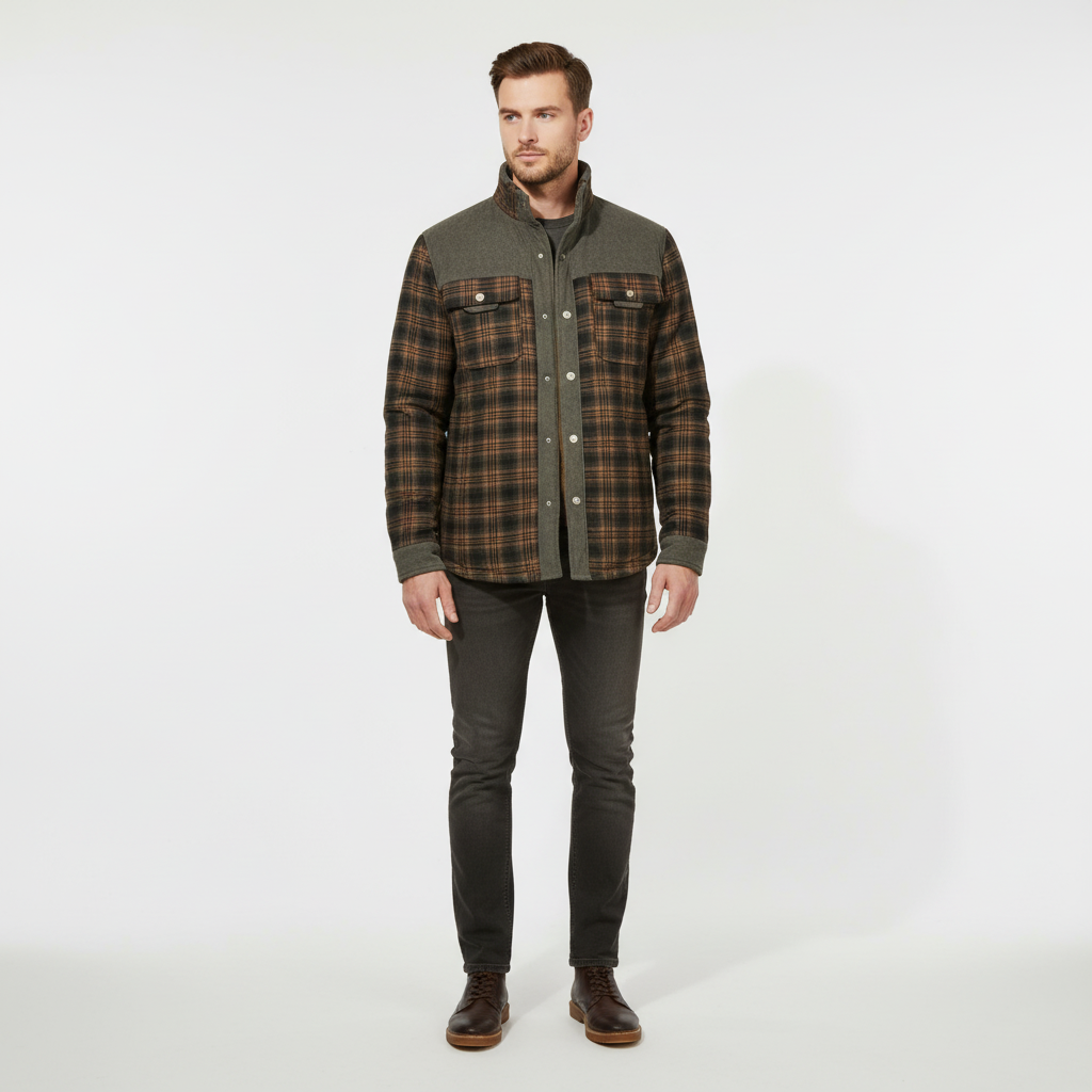 Men's Warm Fleece-Lined Flannel Jacket