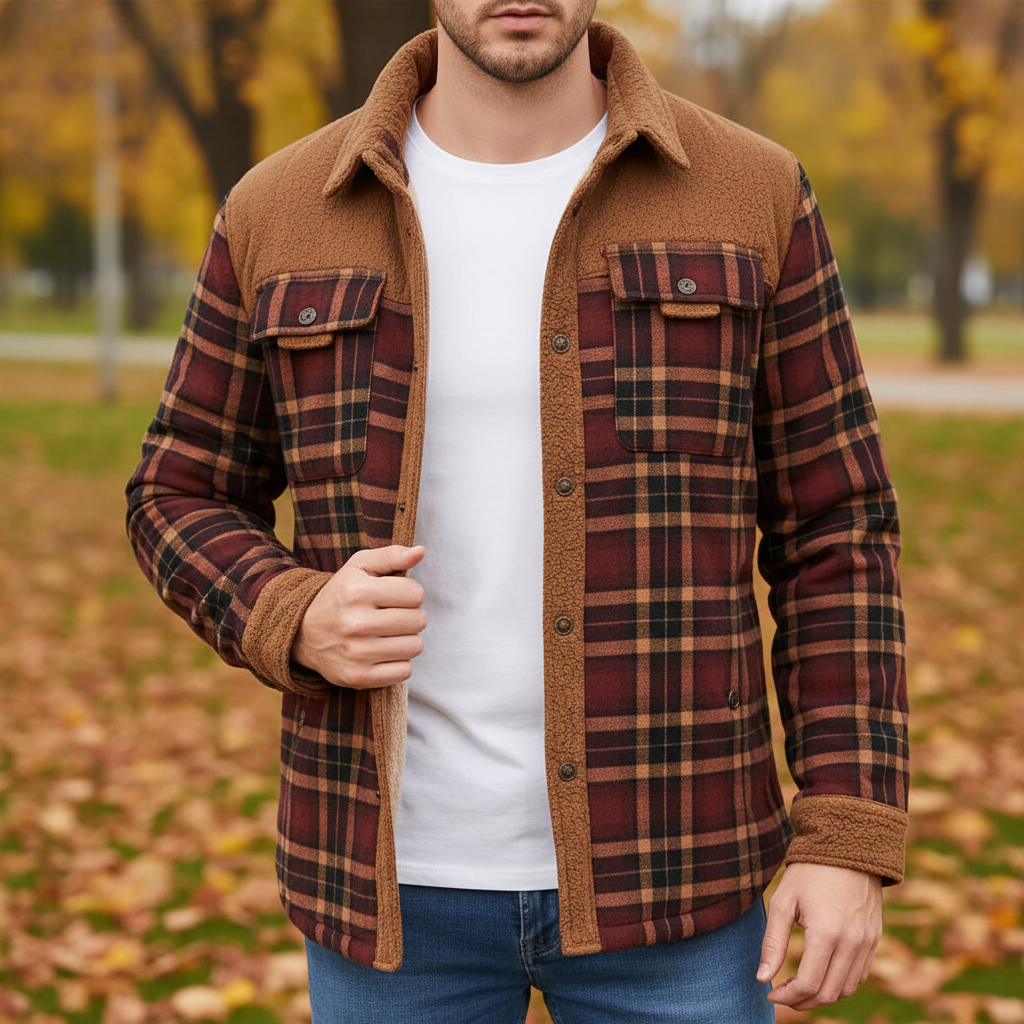 Men's Warm Fleece-Lined Flannel Jacket