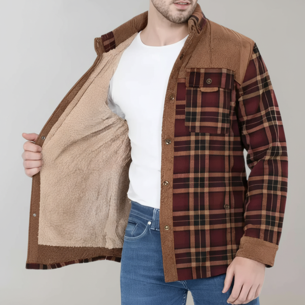 Men's Warm Fleece-Lined Flannel Jacket