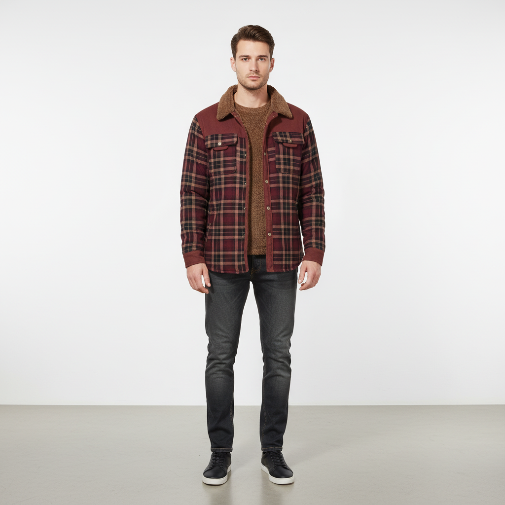 Men's Warm Fleece-Lined Flannel Jacket