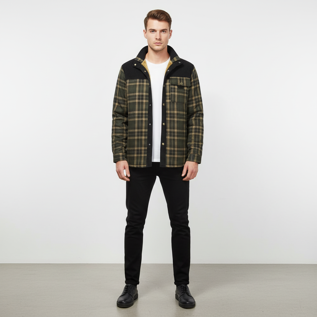 Men's Warm Fleece-Lined Flannel Jacket