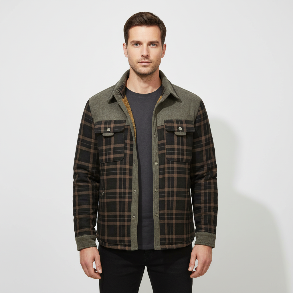 Men's Warm Fleece-Lined Flannel Jacket