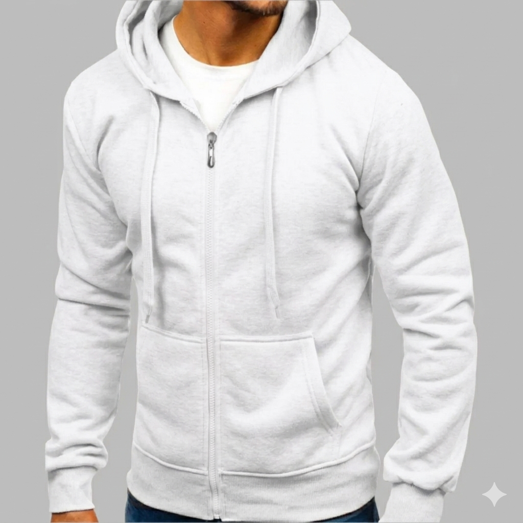 Men's Casual Zip-Through Hooded Top