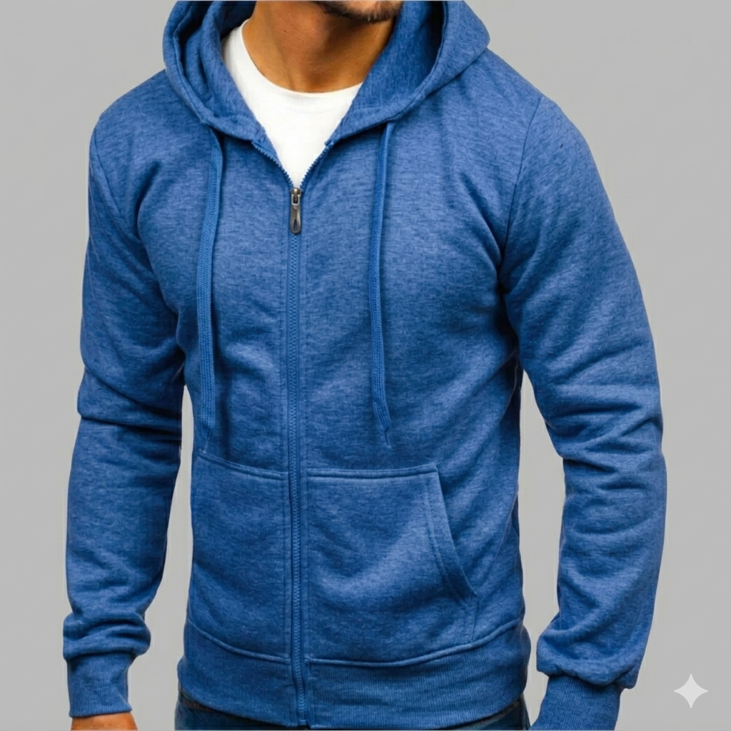 Men's Casual Zip-Through Hooded Top
