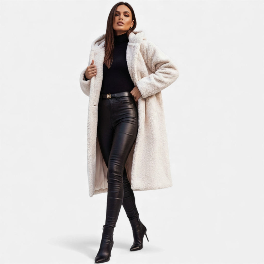 Women's Plush Longline Faux Fleece Coat