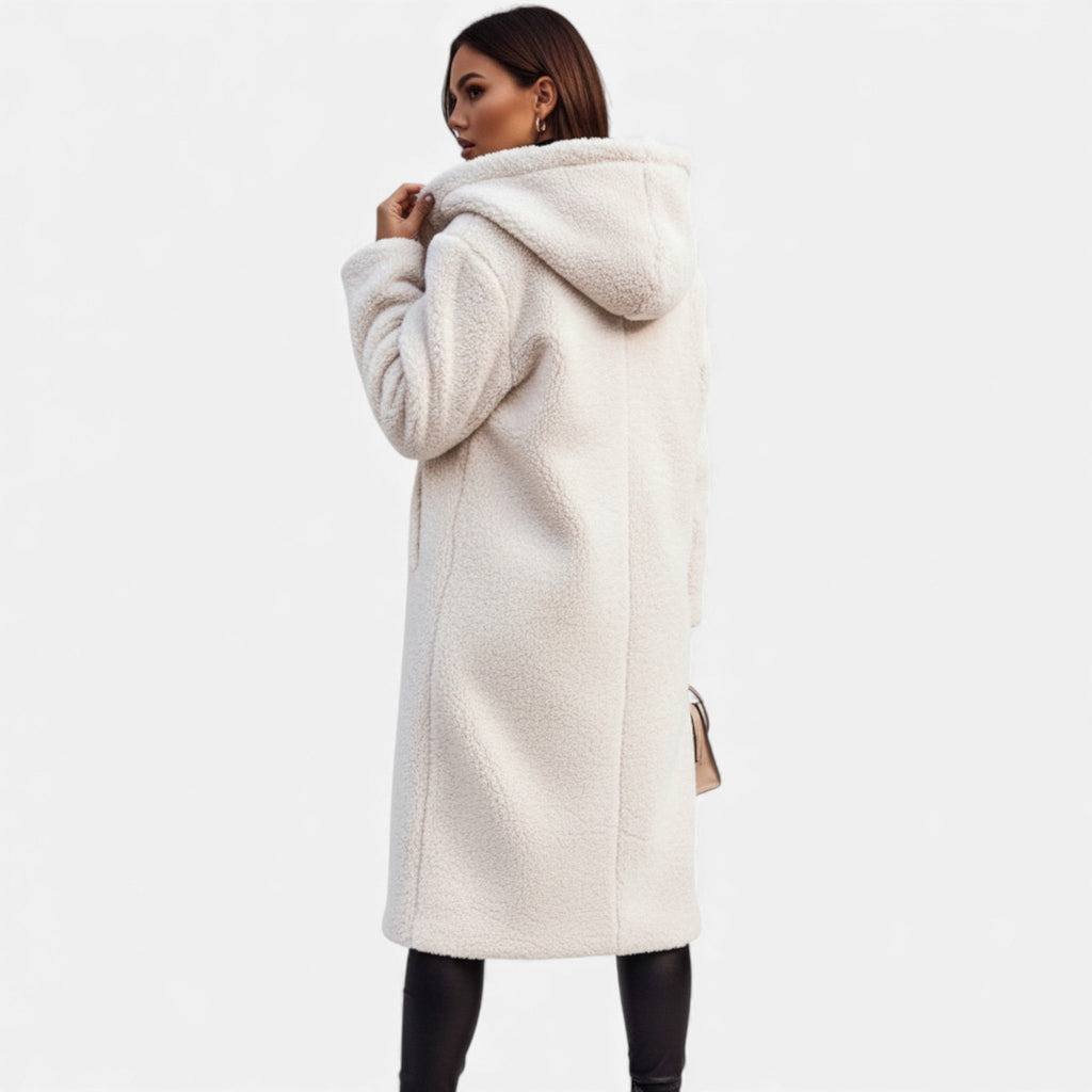 Women's Plush Longline Faux Fleece Coat