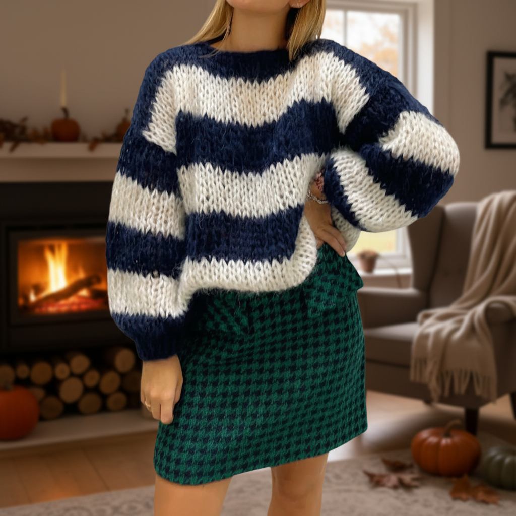 Women's Wide-Stripe Chunky Knit Pullover