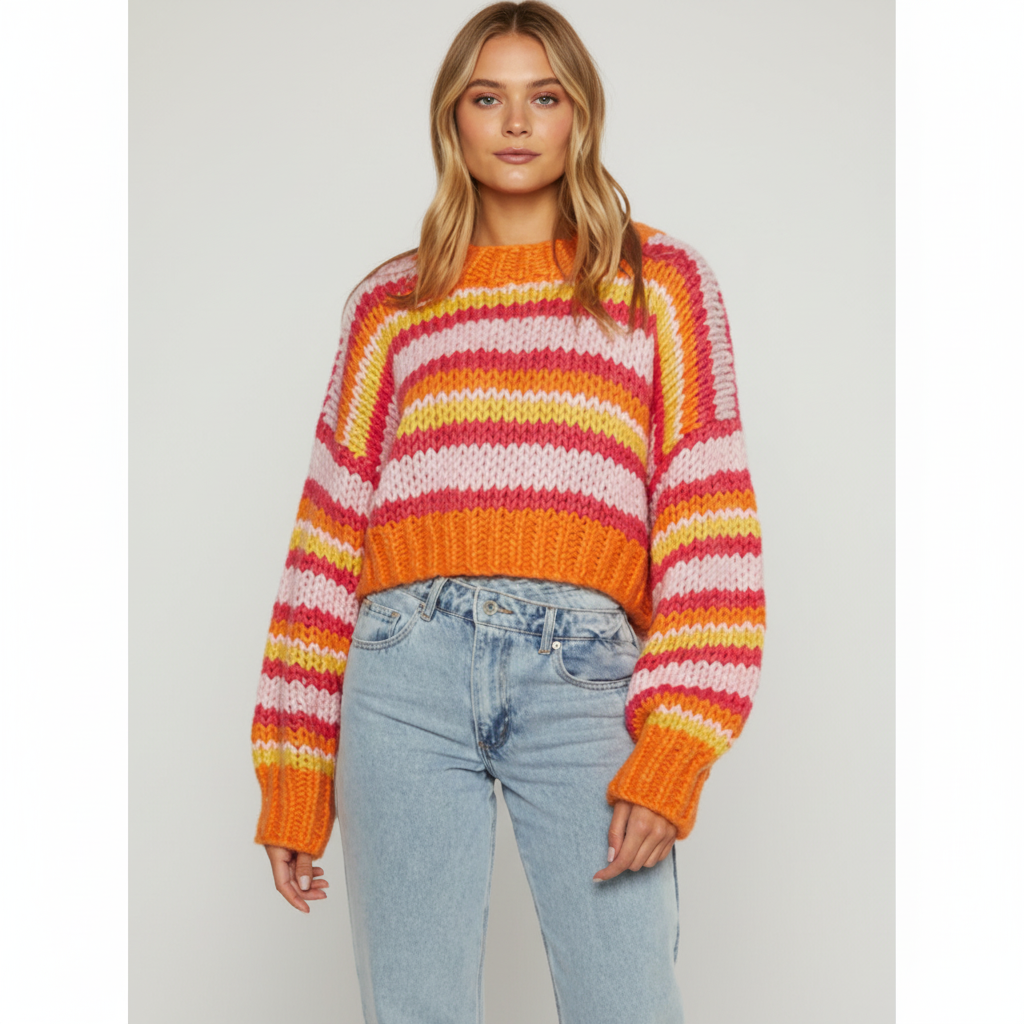 Women's Wide-Stripe Chunky Knit Pullover