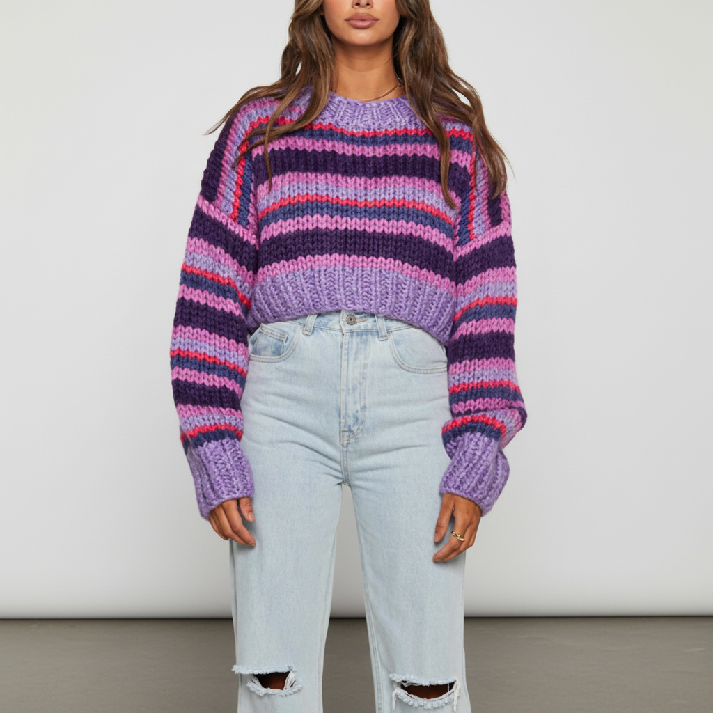 Women's Wide-Stripe Chunky Knit Pullover