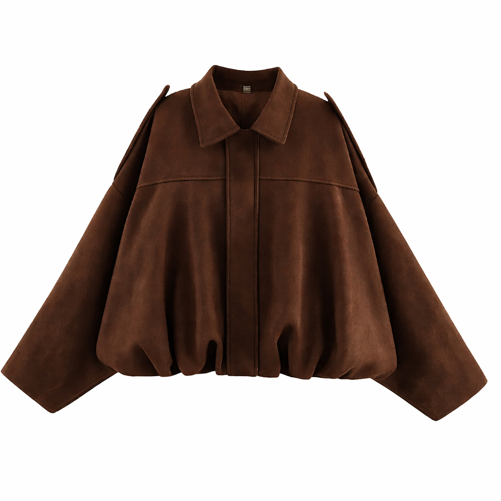 Women's Relaxed Oversized Shirt-Collar Blouson
