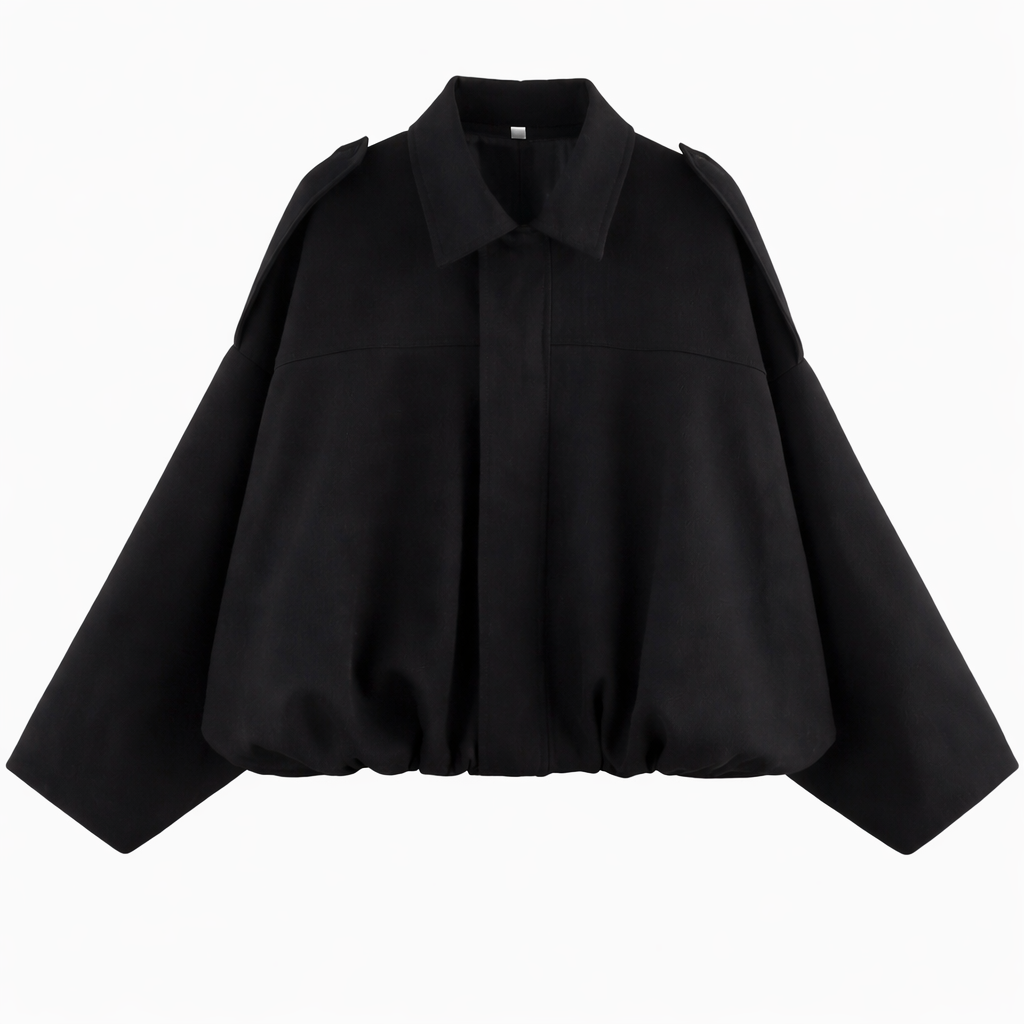 Women's Relaxed Oversized Shirt-Collar Blouson