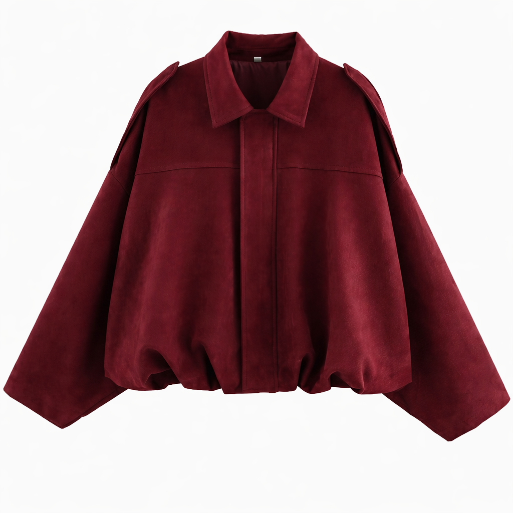 Women's Relaxed Oversized Shirt-Collar Blouson