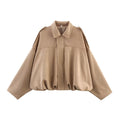 Women's Relaxed Oversized Shirt-Collar Blouson