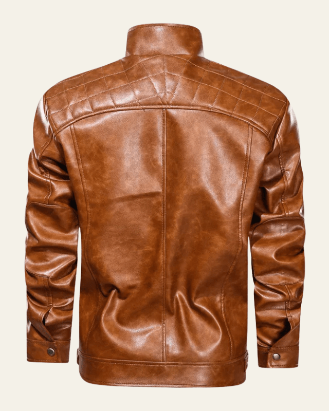 Men's Zip-Through Stand Collar Biker Jacket