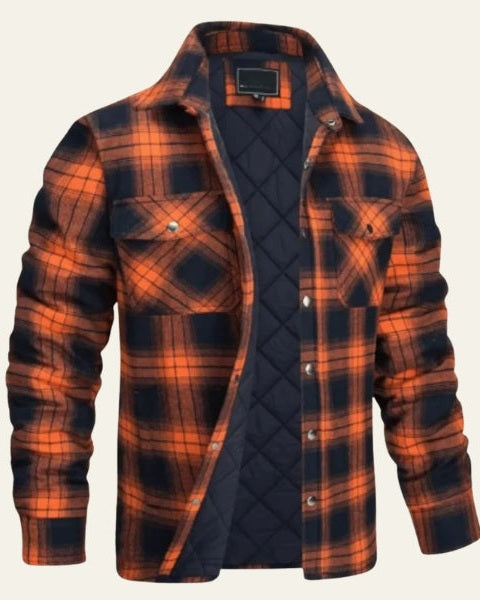 Men's Warm Checked Popper Front Overshirt