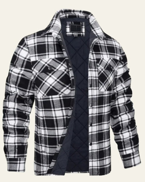 Men's Warm Checked Popper Front Overshirt