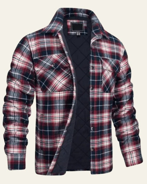 Men's Warm Checked Popper Front Overshirt