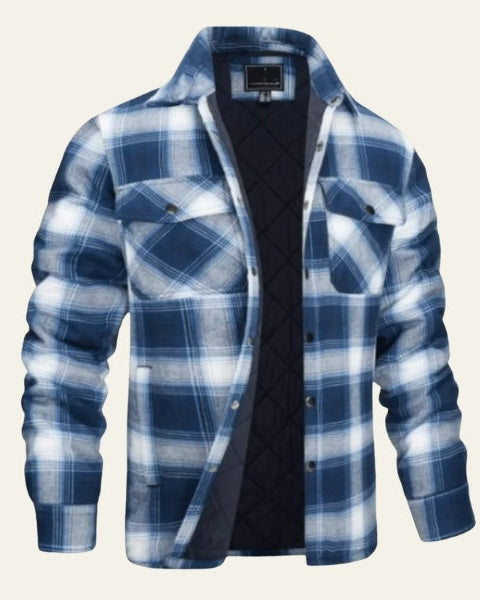 Men's Warm Checked Popper Front Overshirt