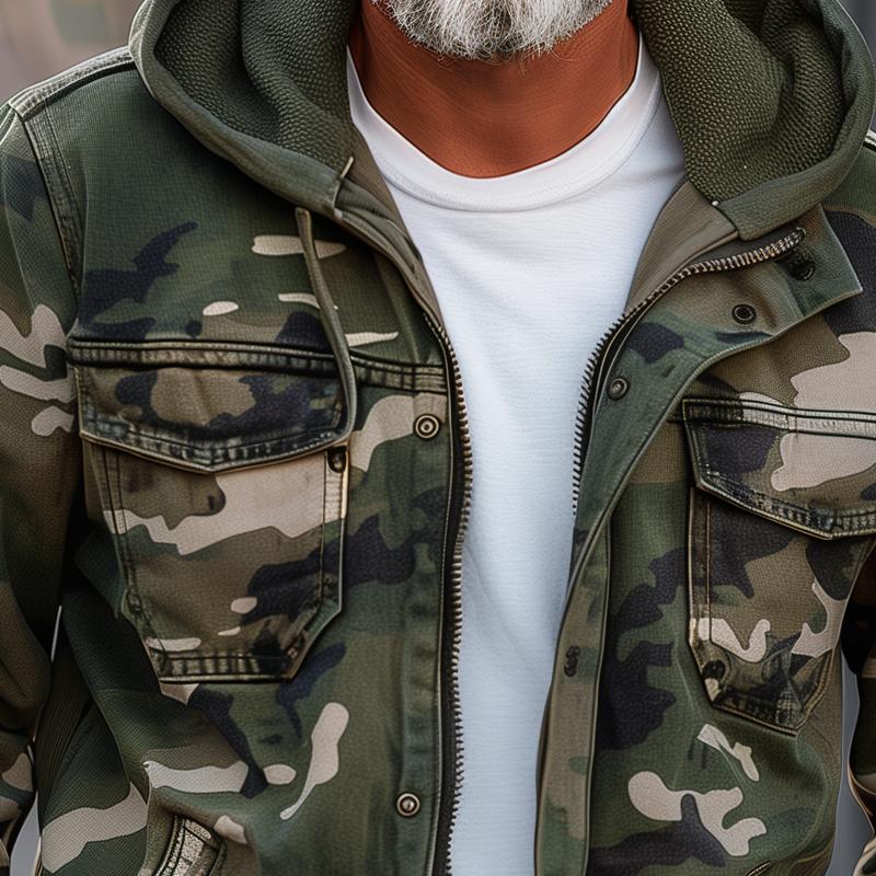 Men's Relaxed Hooded Cargo Utility Jacket